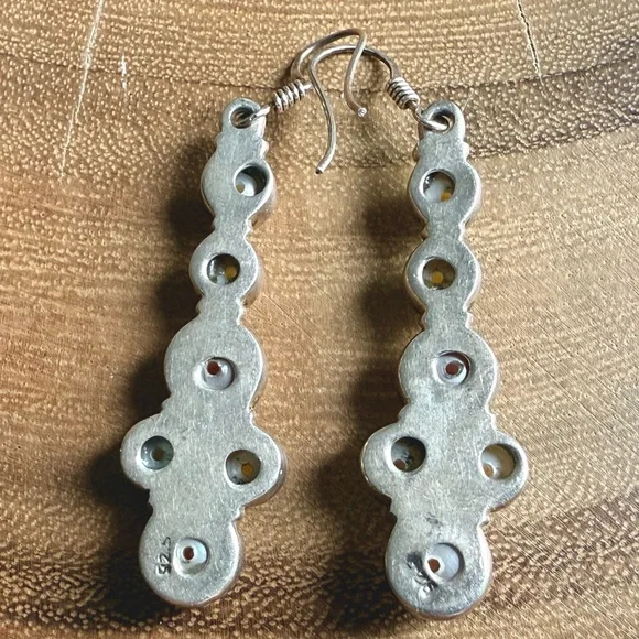 925 Sterling Silver Pearl Dangle Earrings - White & Pink Pearl Drop Artisan - Picture 5 of 7